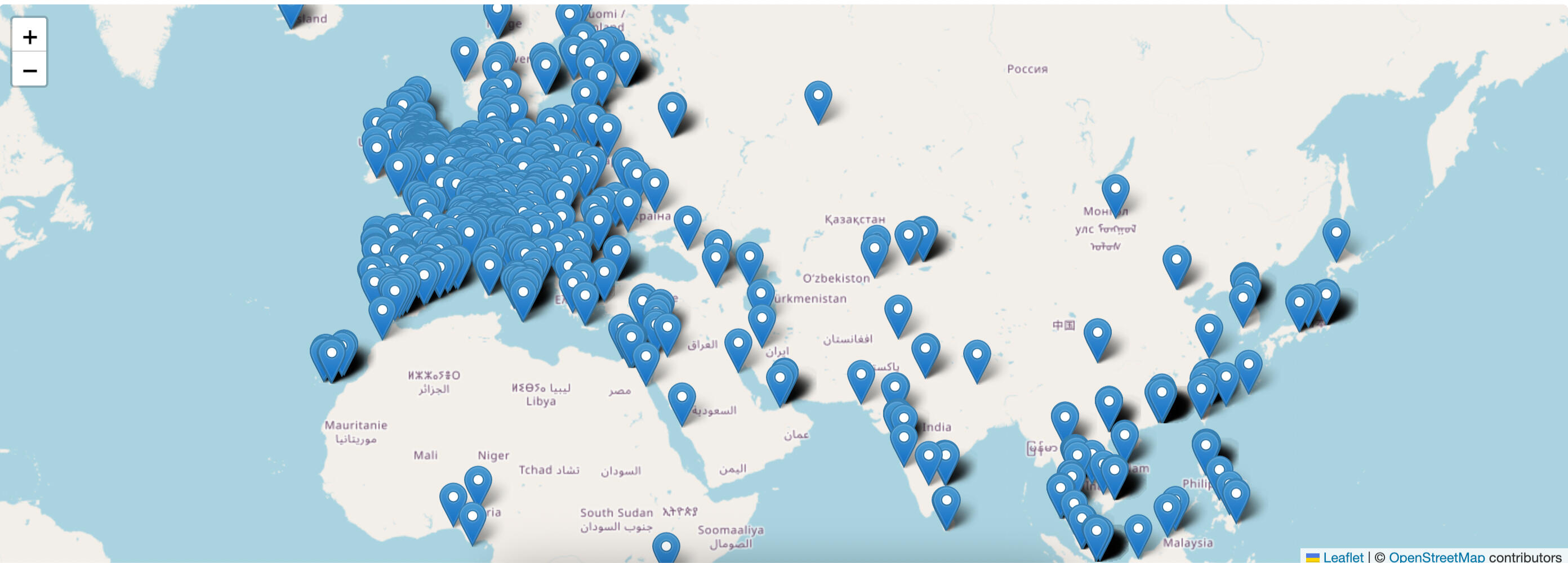The map of aerial and pole studios around the world